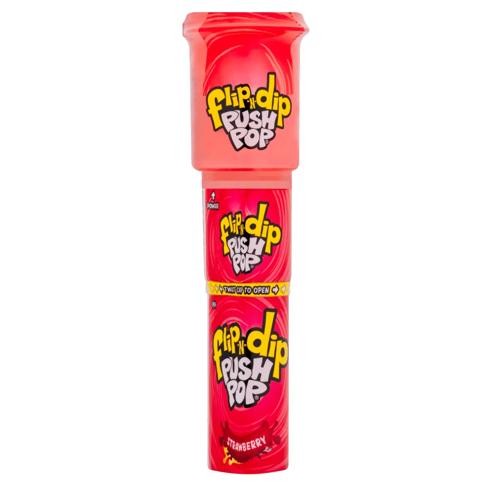 12 x 25g Flip n Dip Push Pops - Lollipops - Cola, Strawberry & Raspberry Flavour Sherbet