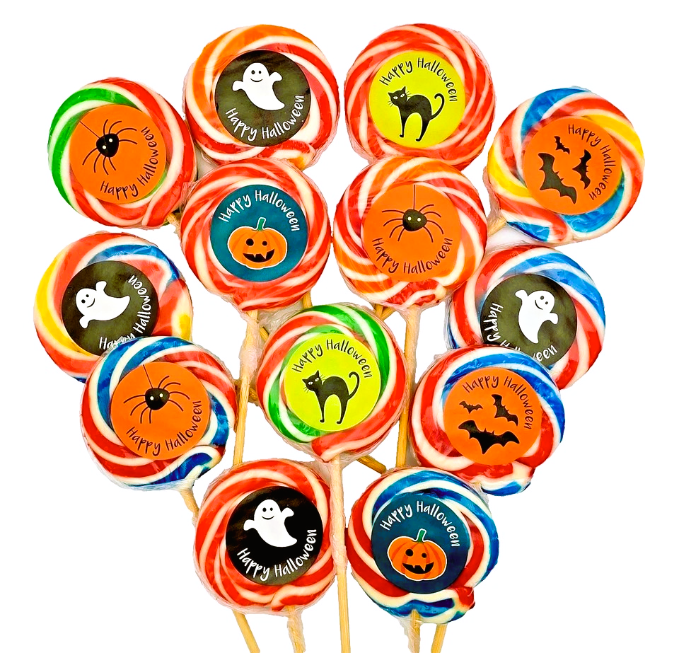 Halloween Lollipops Large Fruity Trick or Treat Lollies - Halal Vegan Vegetarian Candy Sweets