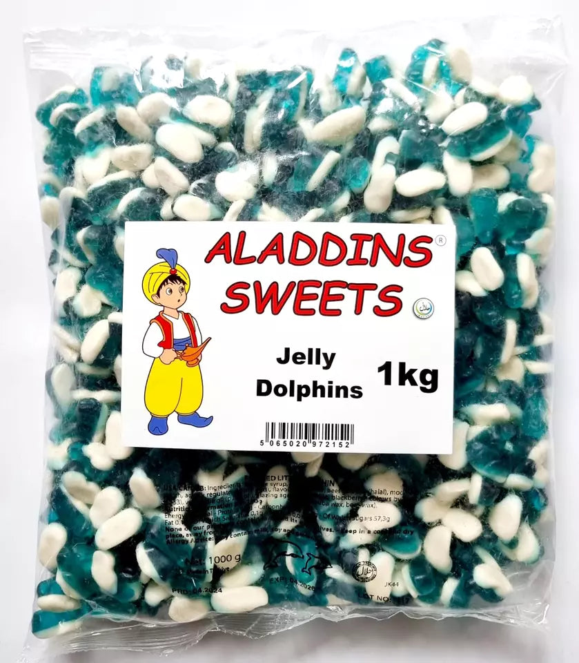 1kg Halal Blue Jelly Mini Dolphins Aladdins Sweets