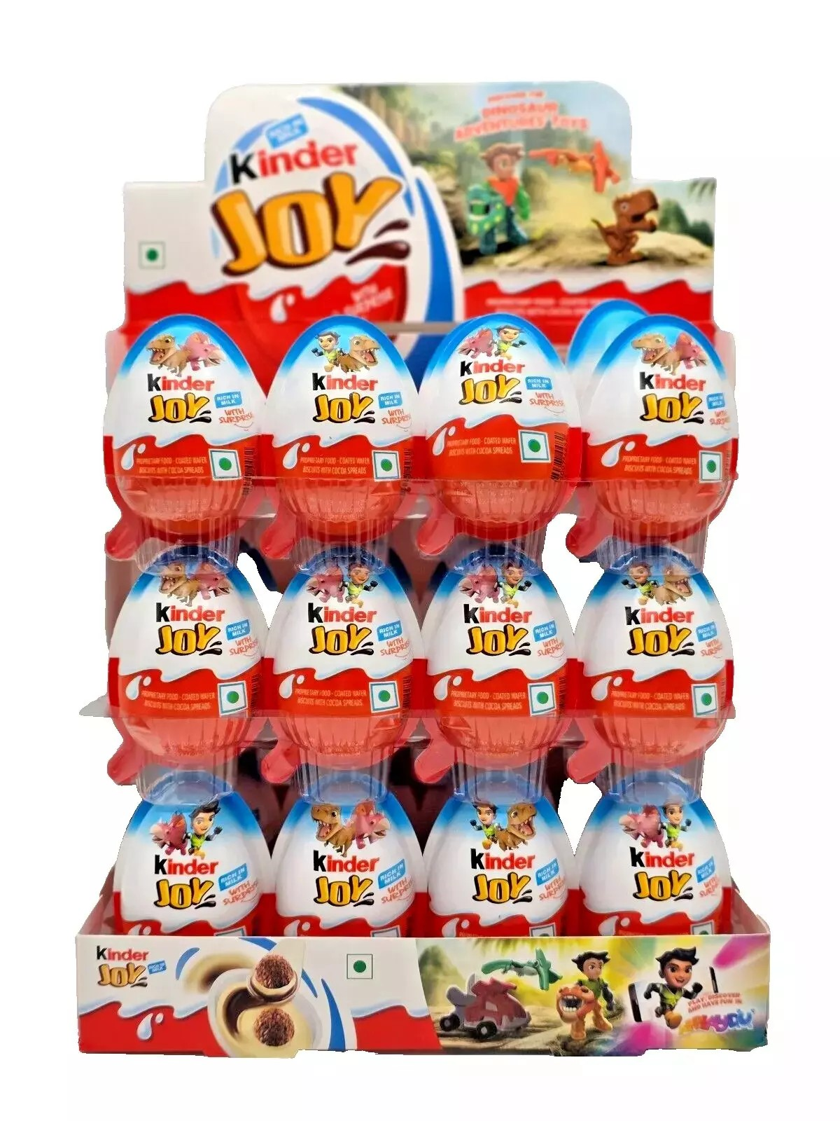 Kinder Joy Dinosaur Adventure 20g (Expiry 15/06/2025) | Pack of 24 I Chocolate Surprise Egg Easter