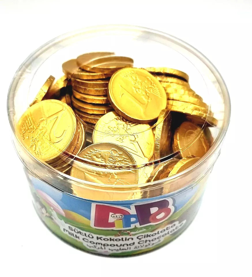 Pack of 100 Halal Dippo Milk Compound Chocolate Gold Money Coin