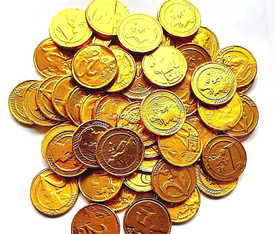 Pack of 100 Halal Dippo Milk Compound Chocolate Gold Money Coin