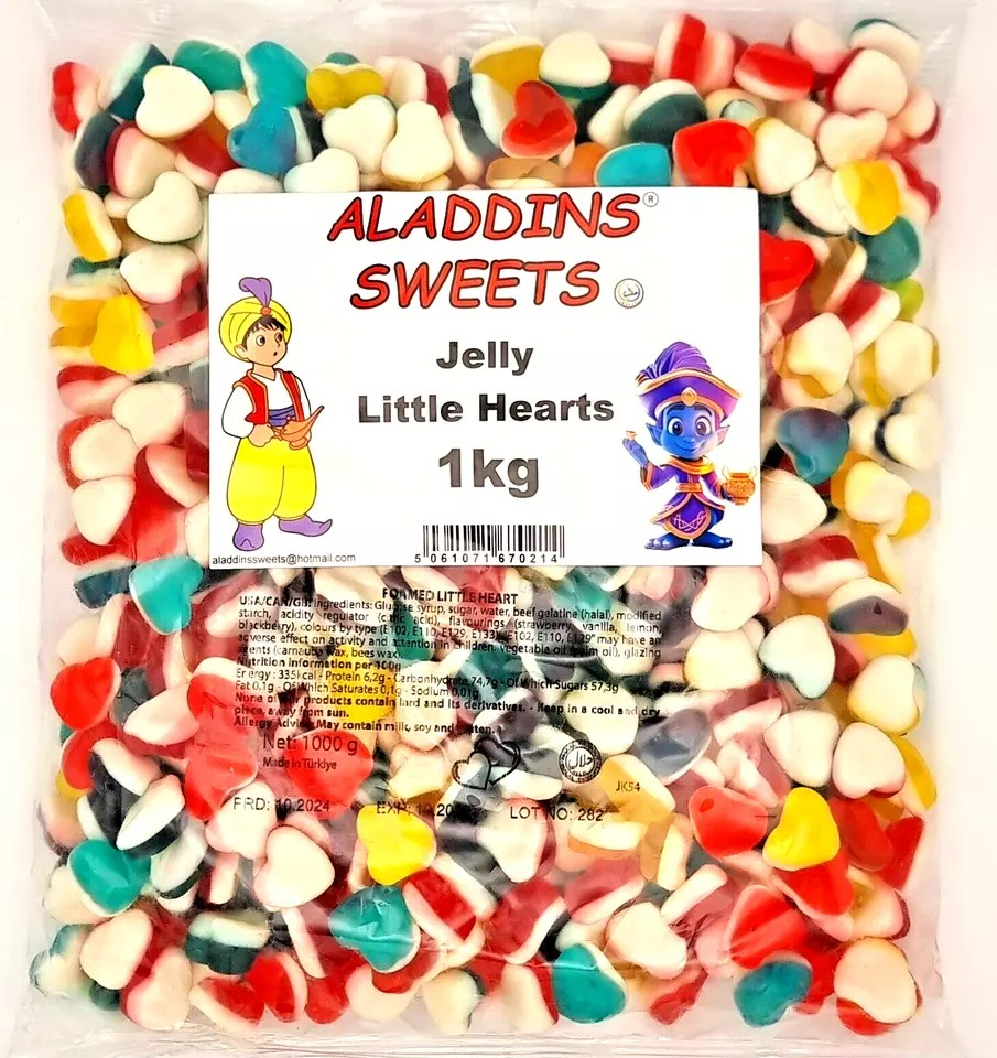 1kg Little Jelly Hearts - Halal Jellies - Aladdins Sweets Bags