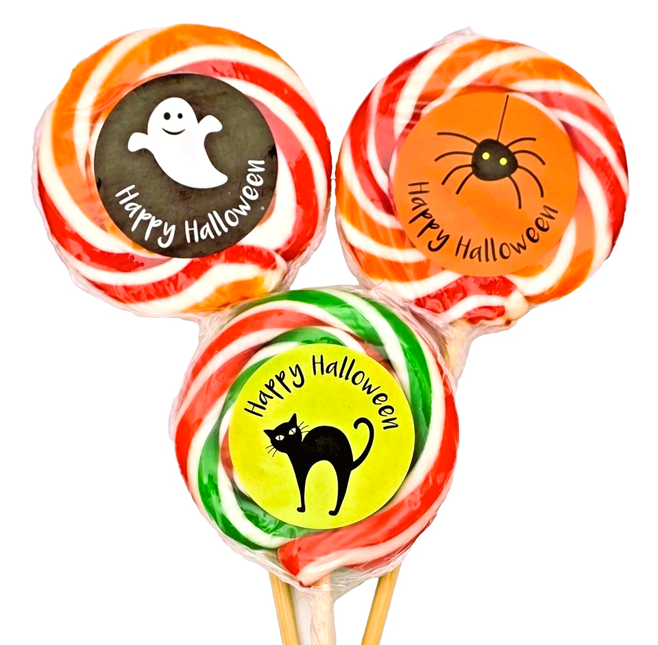 Halloween Lollipops Large Fruity Trick or Treat Lollies - Halal Vegan Vegetarian Candy Sweets