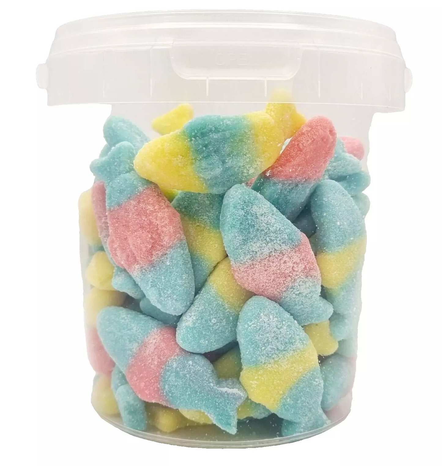 500g Sour Neon Fish Jellies, Halal Aladdins Sweets Tub