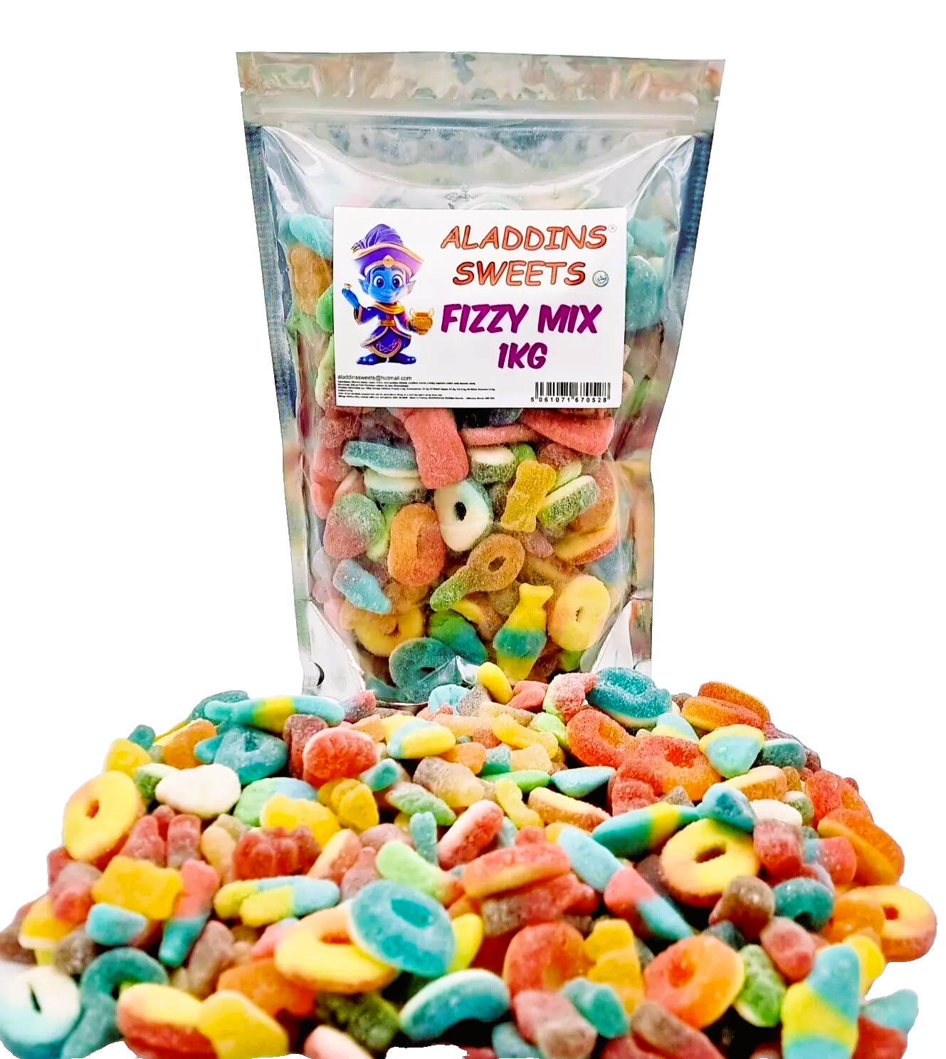 1kg Fizzy Sour Pick n Mix Halal Jelly Aladdins Sweets Assorted Jellies