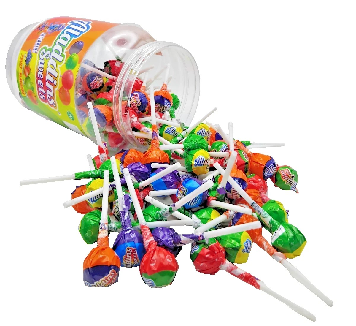 120 x Lollipops - Aladdins Sweets - Assorted Fruit - Kids Party Favour Bags Gift - Halal
