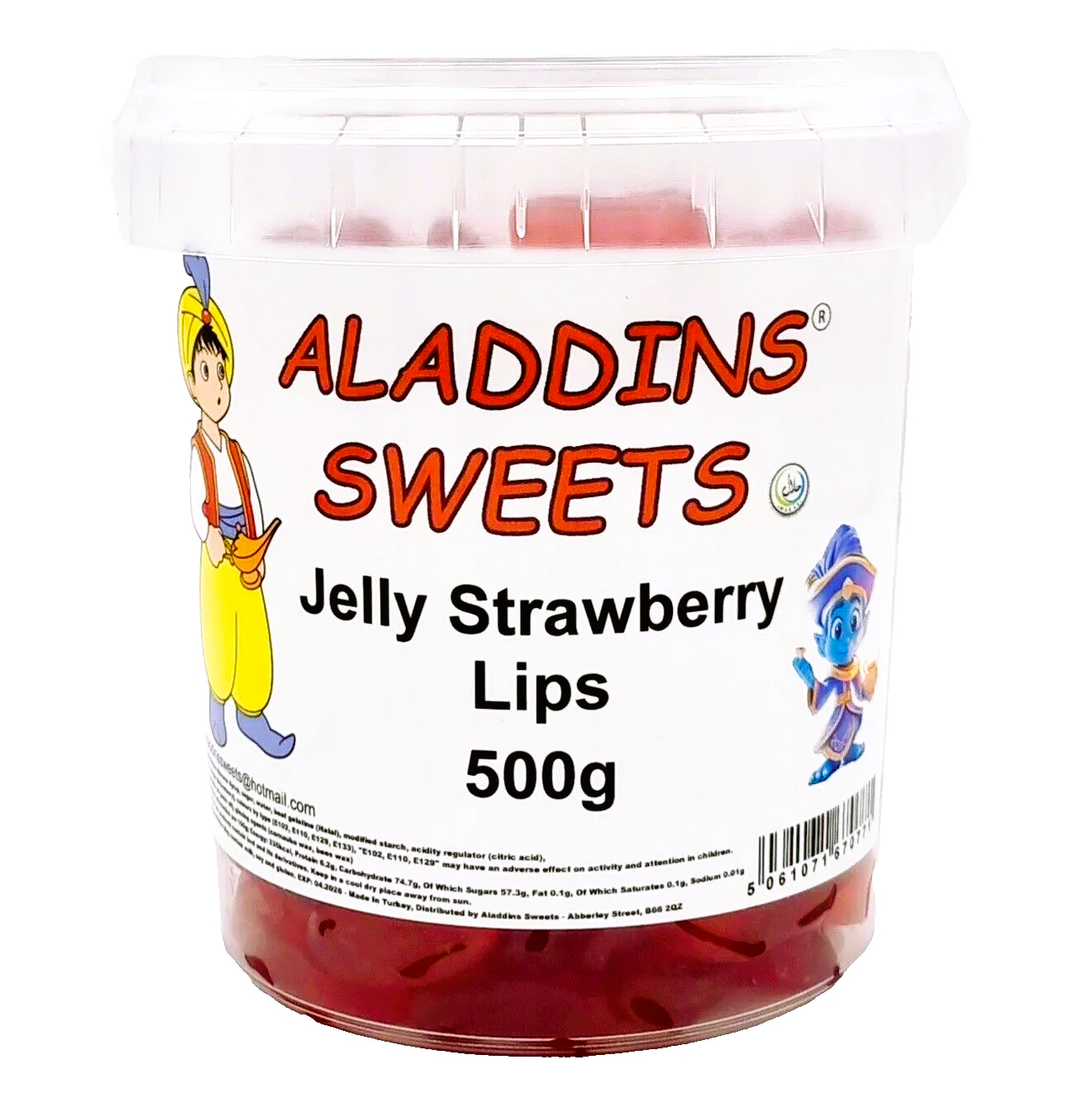 500g Jelly Strawberry Lips - Halal Jellies - Aladdins Sweets Tubs
