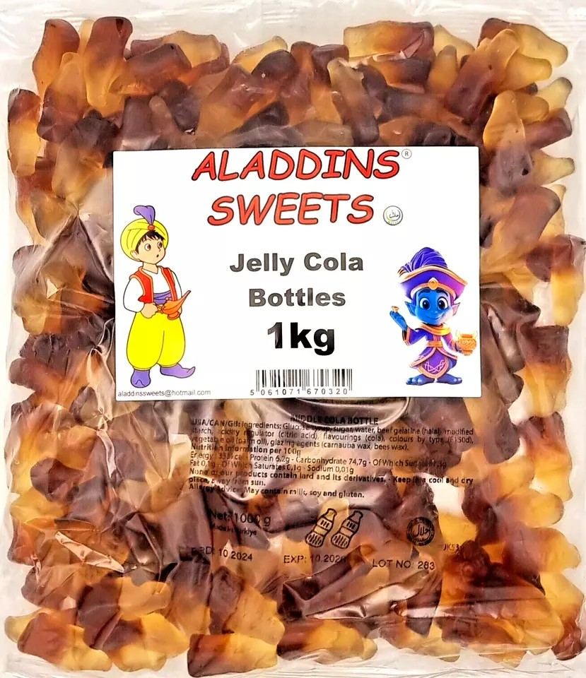 1kg Jelly Cola bottles - Halal Jellies - Aladdins Sweets Bags