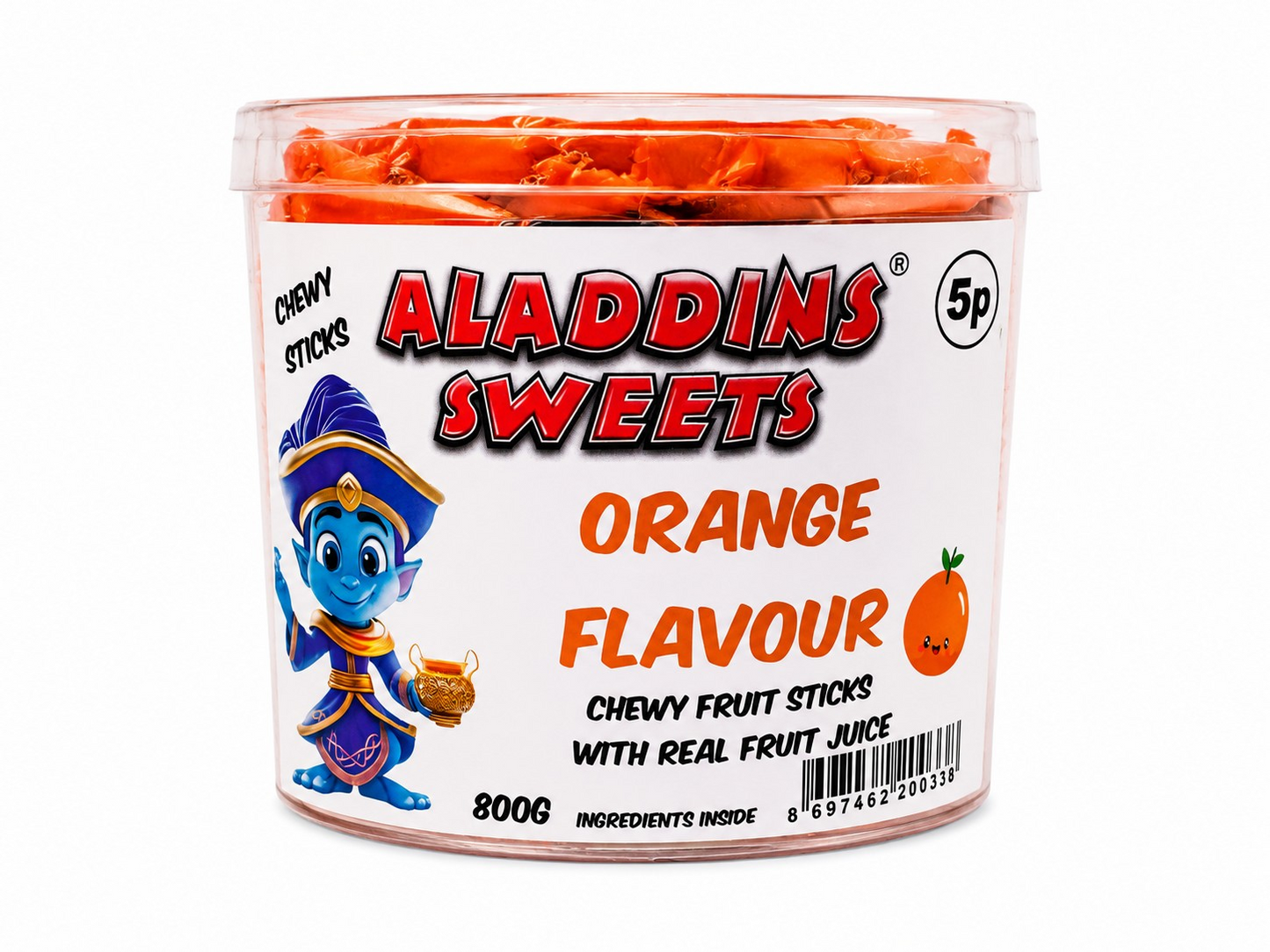 PACK OF 125 HALAL TROFFYUM ORANGE FLAVOUR CHEW STICKS