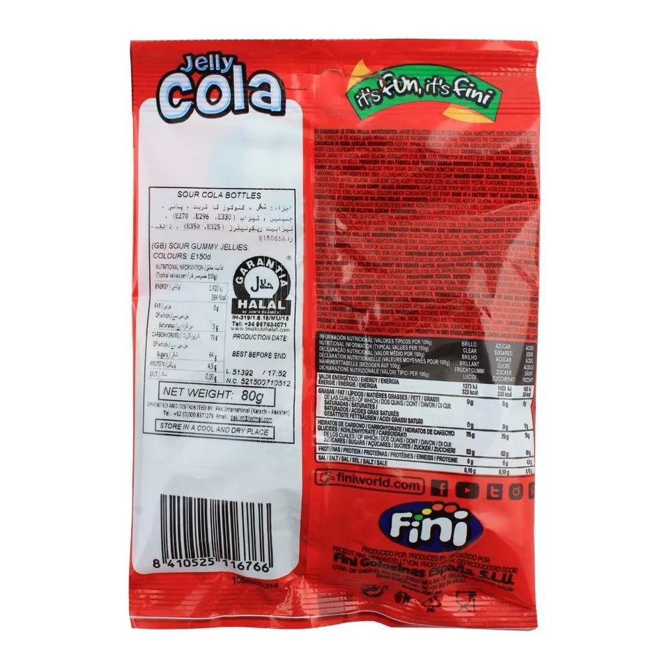 Pack of 12 Fini Halal Fizzy Cola Bottles Gluten-Free/Fat-Free