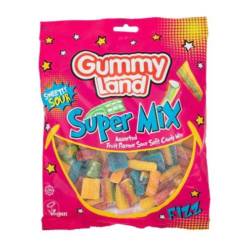 BEST BEFORE AUGUST DATE GUMMYLAND SUPER MIX ASSORTED SOUR SWEET SOFT CANDY 500G HALAL/VEGAN