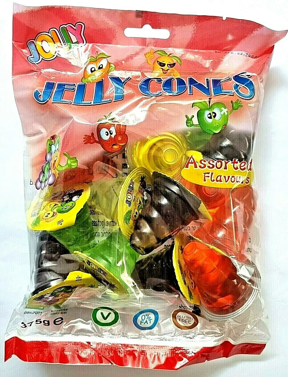 PACK OF 12 JOLLY JELLY CONES FRUIT JELLIES HALAL/FAT FREE