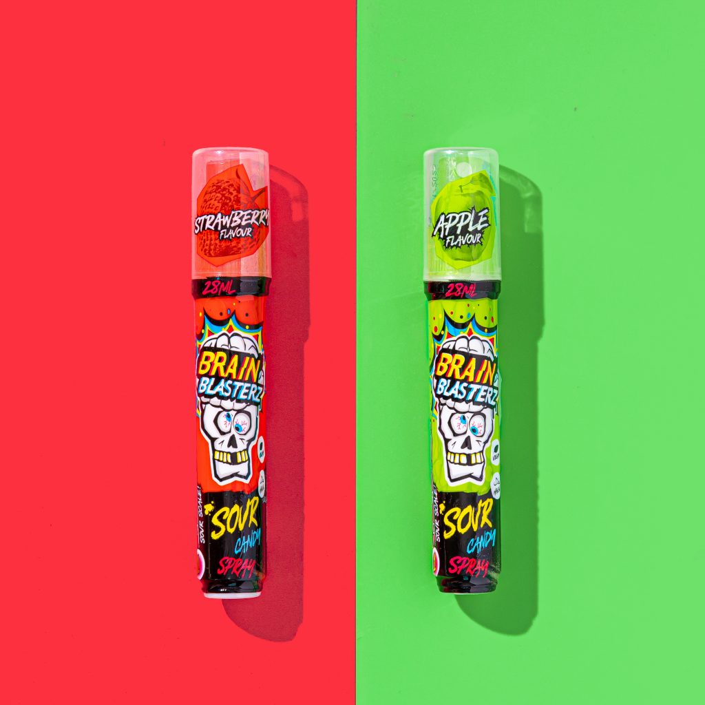 Pack of 18 Halal Sour Candy Spray Brain Blasterz Aladdins Sweets Pack of 18 Halal Sour Candy Spray Brain Blasterz Aladdins Sweets