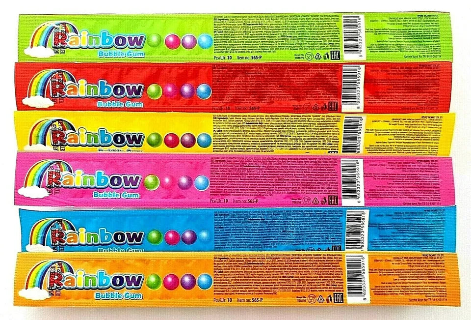 PACK OF 42 RAINBOW BUBBLEGUM BALLS STRIP JAR