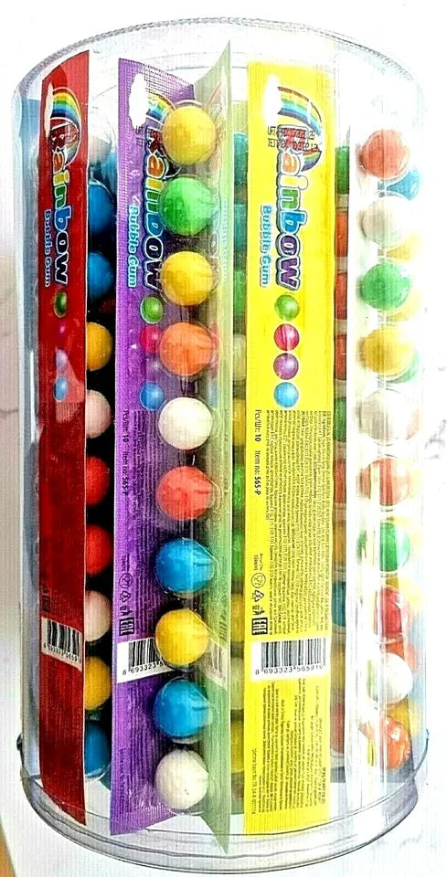 PACK OF 42 RAINBOW BUBBLEGUM BALLS STRIP JAR