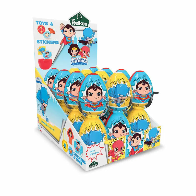 PACK OF 18 HALAL SURPRISE EGGS DC SUPER FRIENDS CANDIES TOYS RELKON