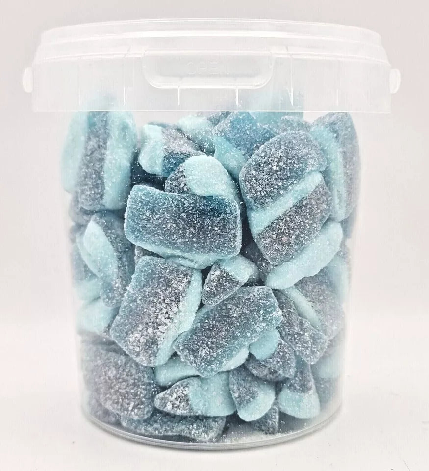 500g Sour Blue Raspberry Slices Jellies, Halal Aladdins Sweets Tub