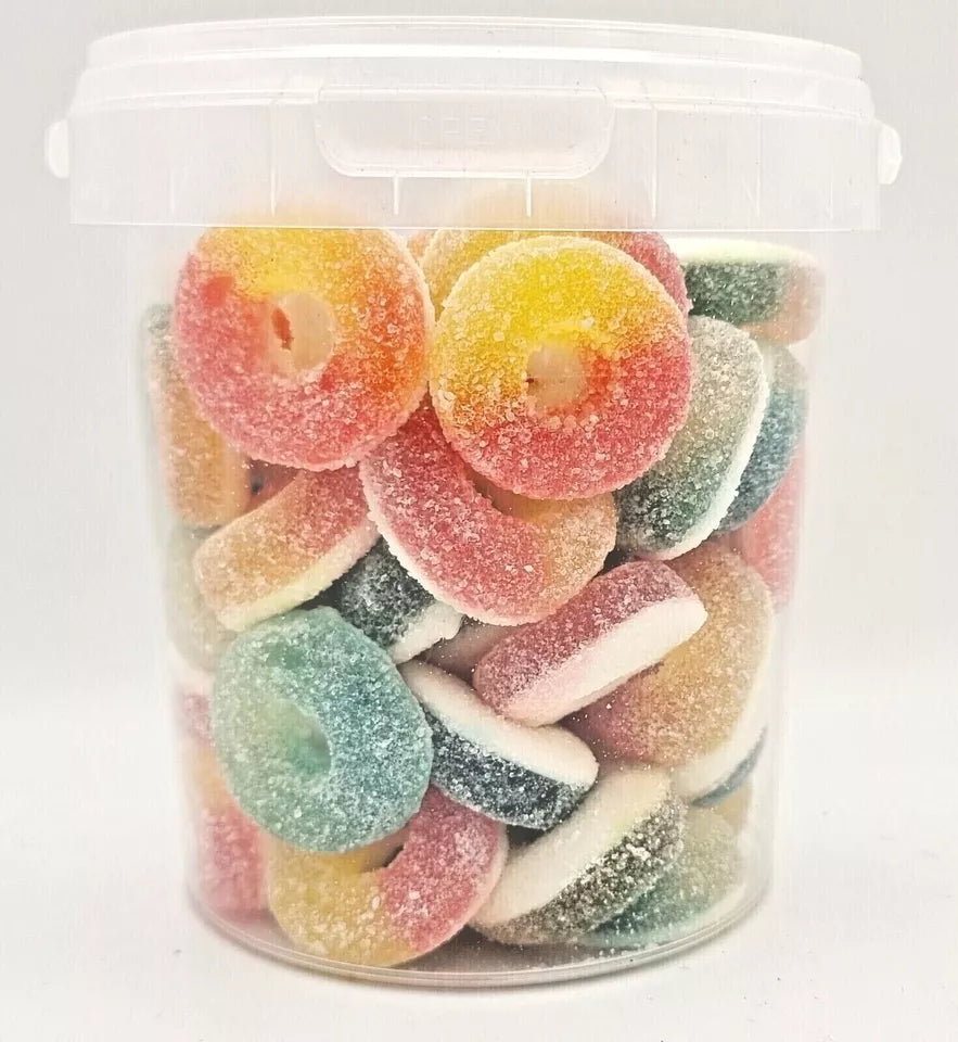 500g Sour Mixed Rings Jellies, Halal Aladdins Sweets Tub