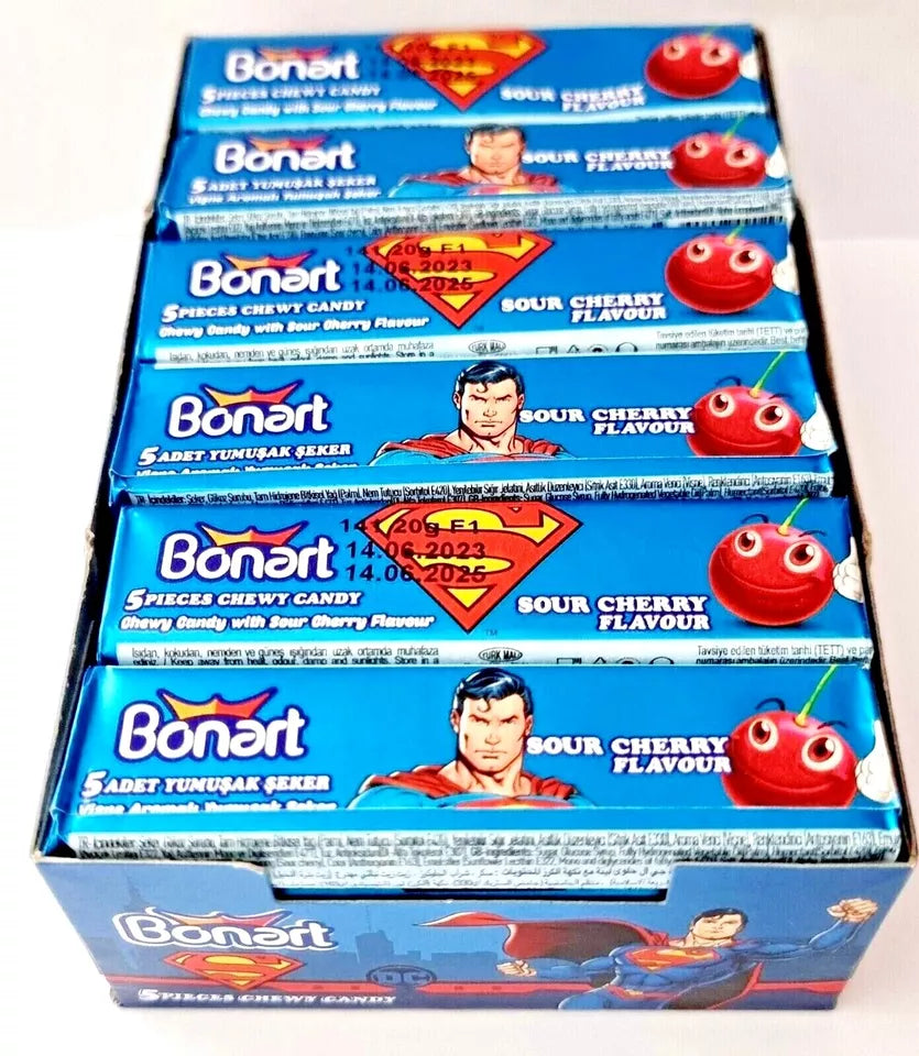 Pack of 24 Halal Bonart Super Hero Batman (Expiry 12/4/25) & Superman (Expiry 14/06/25) Chew Sweets