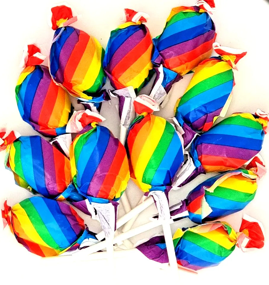Pack of 100 Sweet Rainbow Lollipops Halal, Vegan Candy