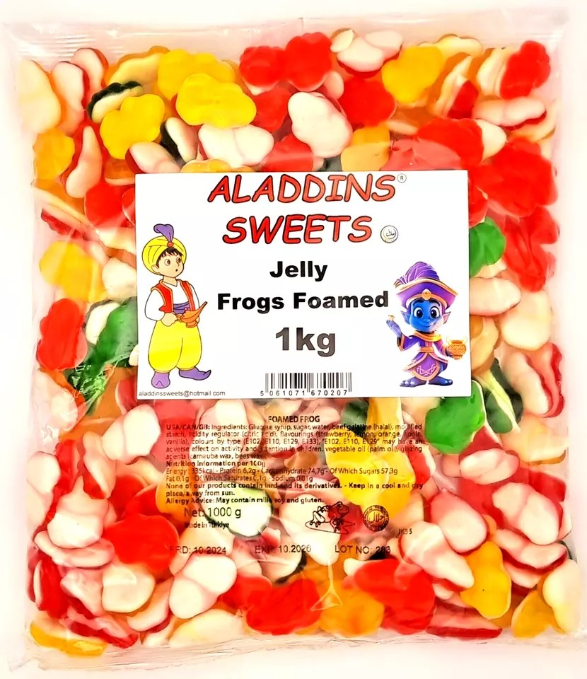 1kg Little Jelly Frogs - Halal Jellies - Aladdins Sweets Bags