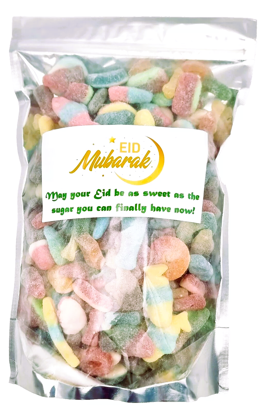 Eid Mubarak 1kg Pick N Mix Retro Sour Fizzy Gift Pouch Halal Jelly Snack Sweets