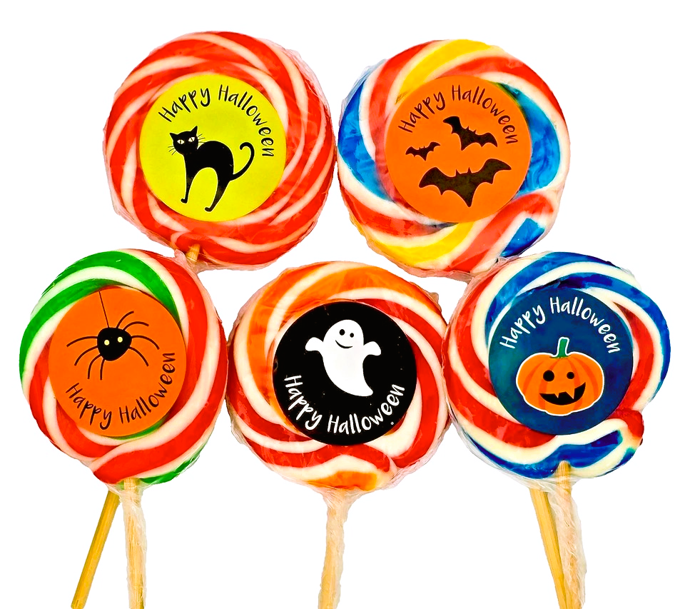 Halloween Lollipops Large Fruity Trick or Treat Lollies - Halal Vegan Vegetarian Candy Sweets