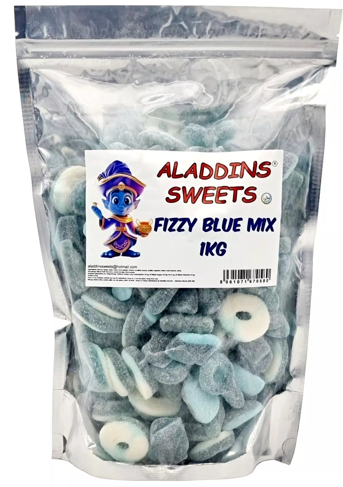 1kg Fizzy Blue Pick n Mix Jelly Halal Sweets - Aladdins Sweets - Assortment of Jellies Party Mix Candy