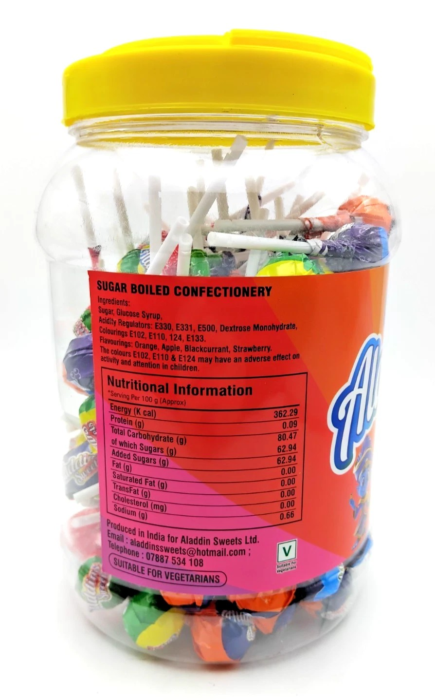 120 x Lollipops - Aladdins Sweets - Assorted Fruit - Kids Party Favour Bags Gift - Halal