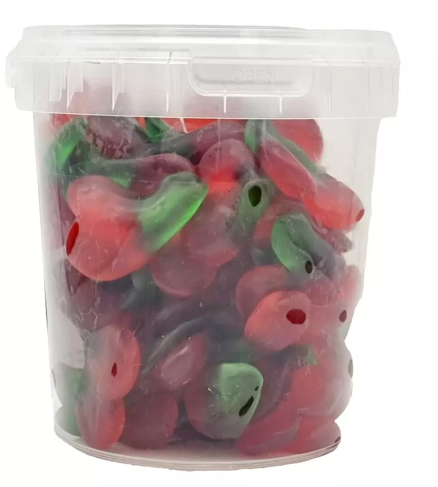 500g Twin Cherries Jellies - Halal Jelly - Aladdins Sweets Tubs