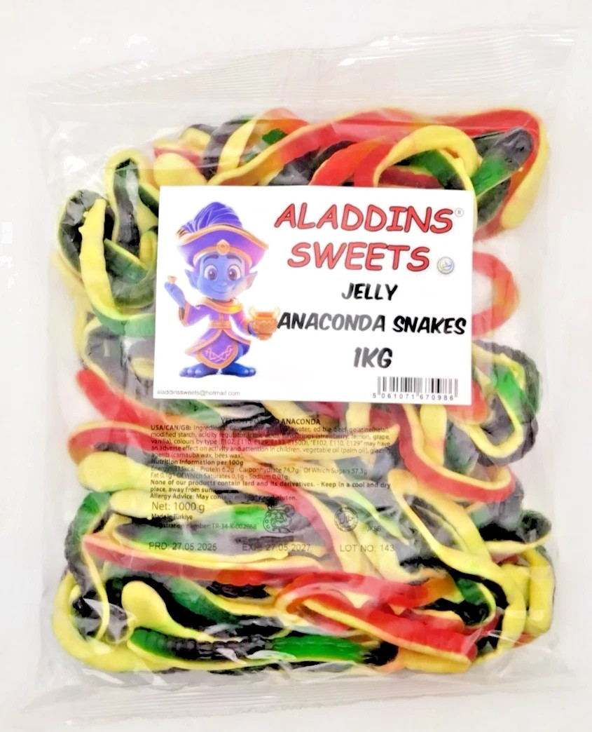 1kg Jelly Anaconda Snakes - Halal Jellies - Aladdins Sweets Bags