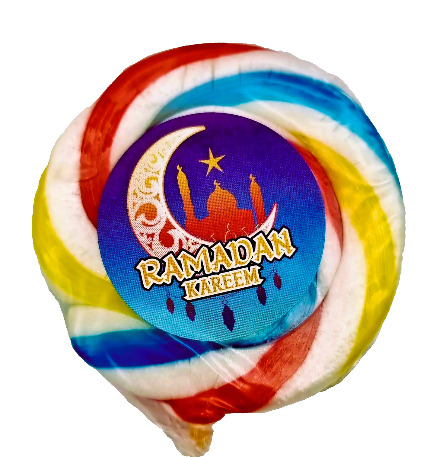 Pack of 25 Eid Mubarak Fruity Lollipops - Party Bags & Gifts - Halal Vegan Lollies