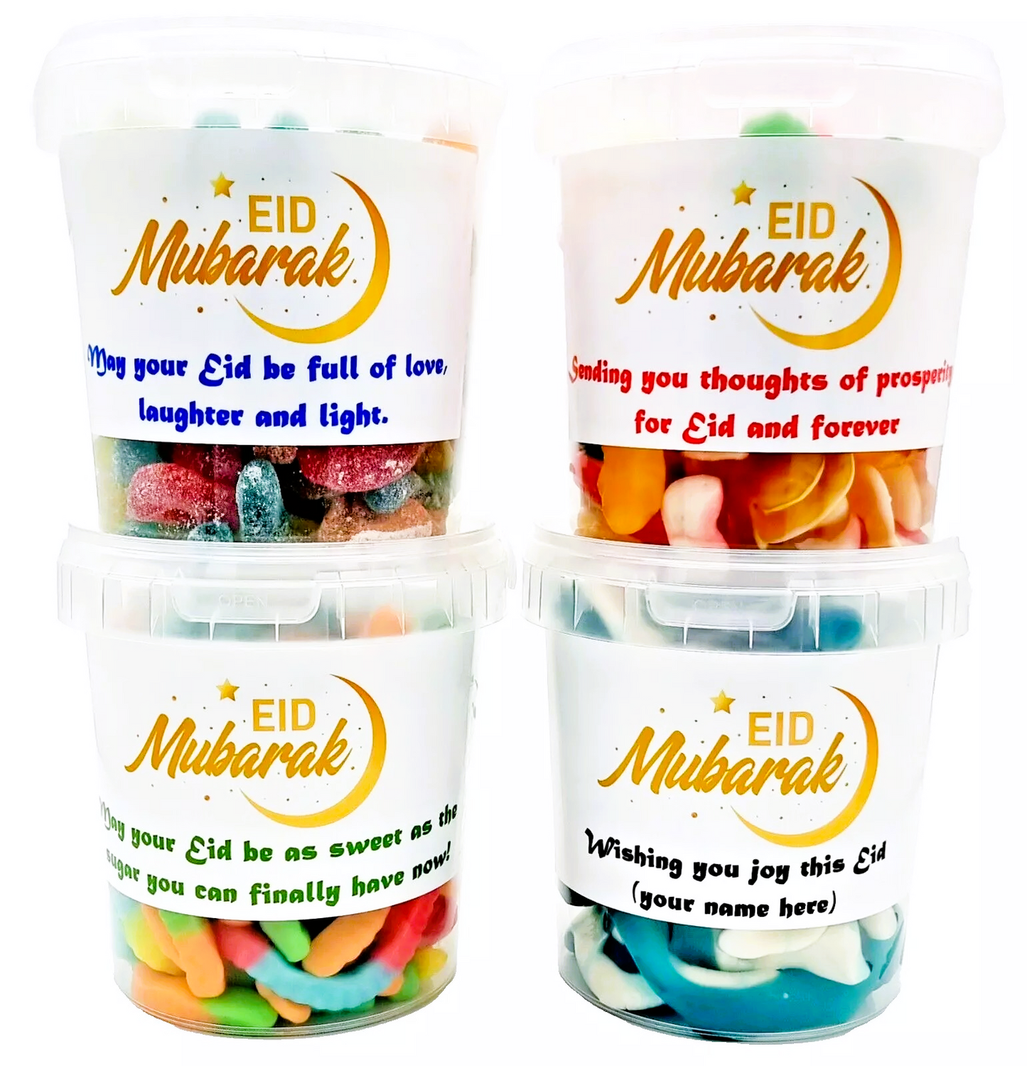 Eid Mubarak Gift Pick N Mix Retro Sour Fizzy 500g Tubs, Halal Assorted Candy Jelly Sweets