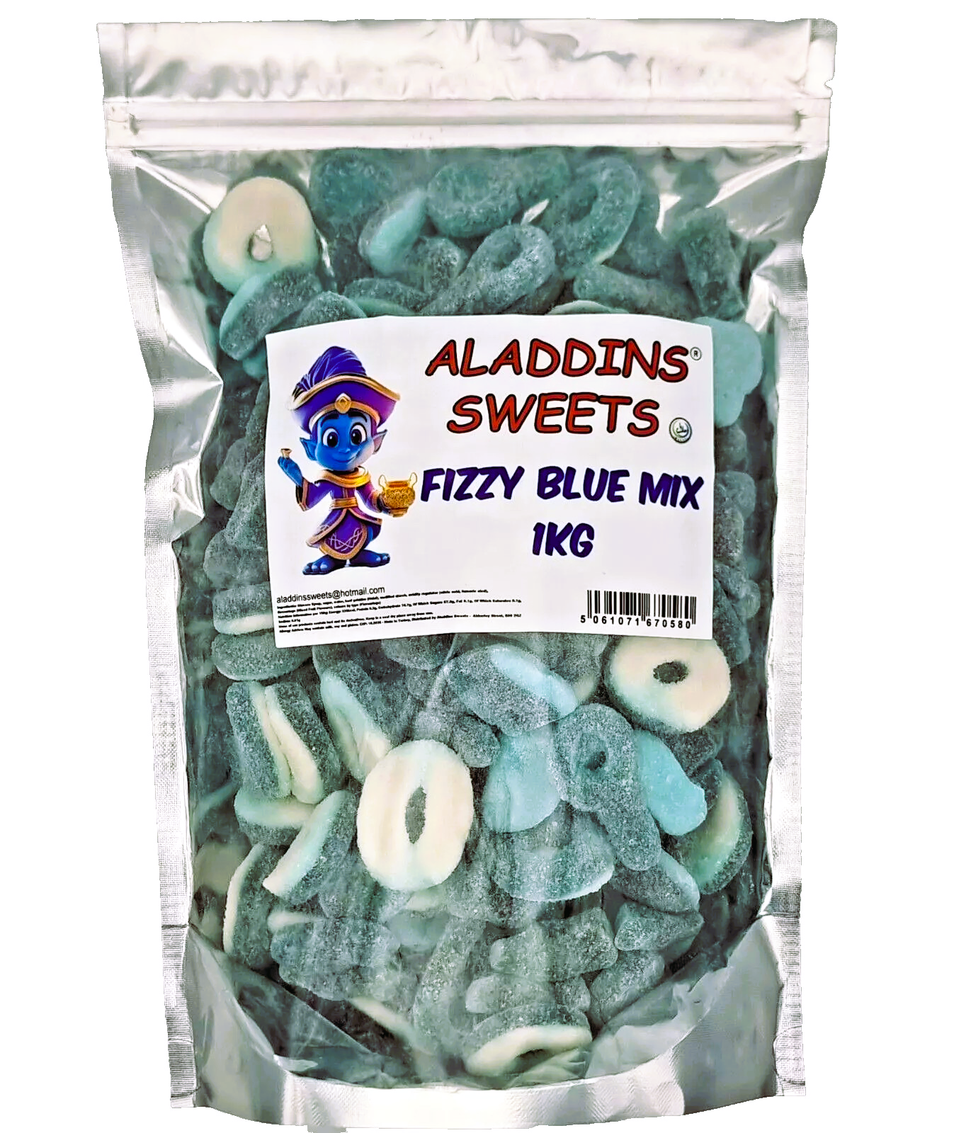 1kg Fizzy Blue Pick n Mix Jelly Halal Sweets - Aladdins Sweets - Assortment of Jellies Party Mix Candy