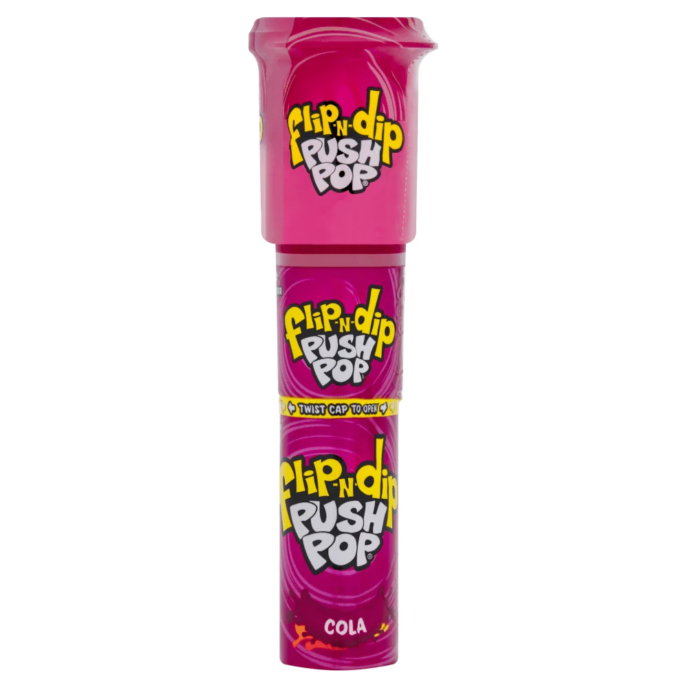 12 x 25g Flip n Dip Push Pops - Lollipops - Cola, Strawberry & Raspberry Flavour Sherbet