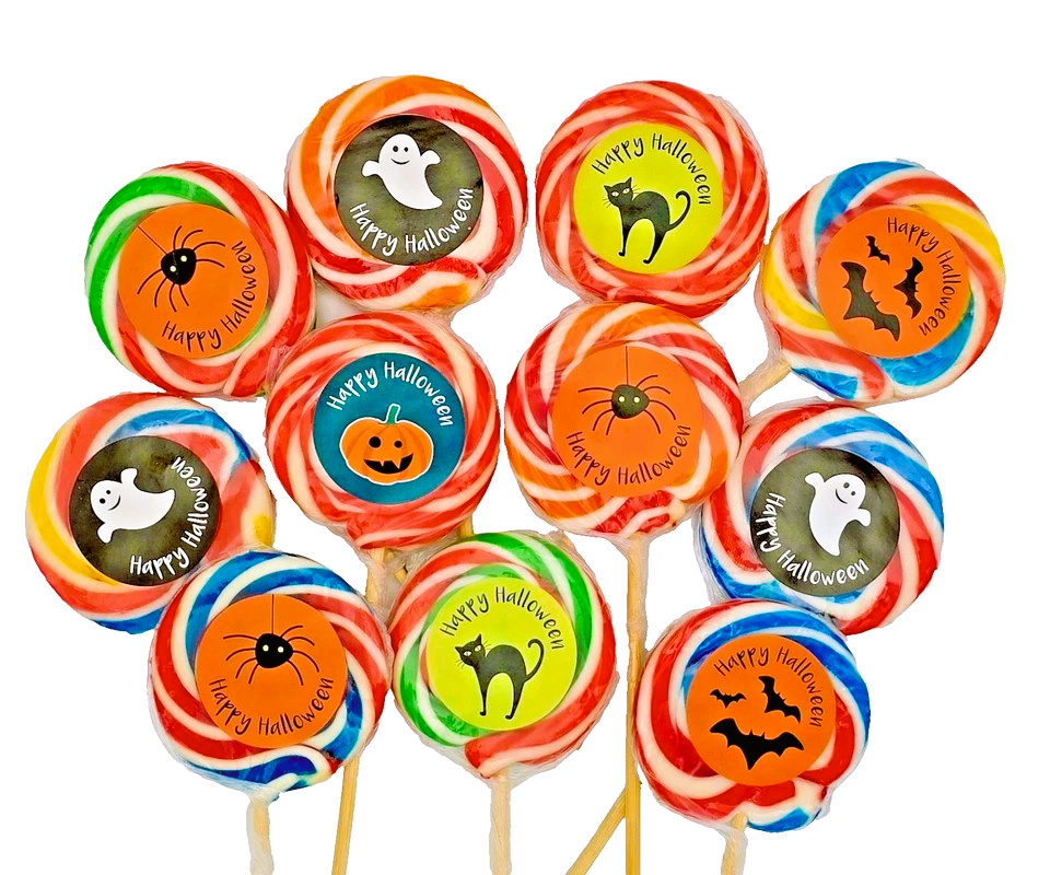 Halloween Lollipops Large Fruity Trick or Treat Lollies - Halal Vegan Vegetarian Candy Sweets
