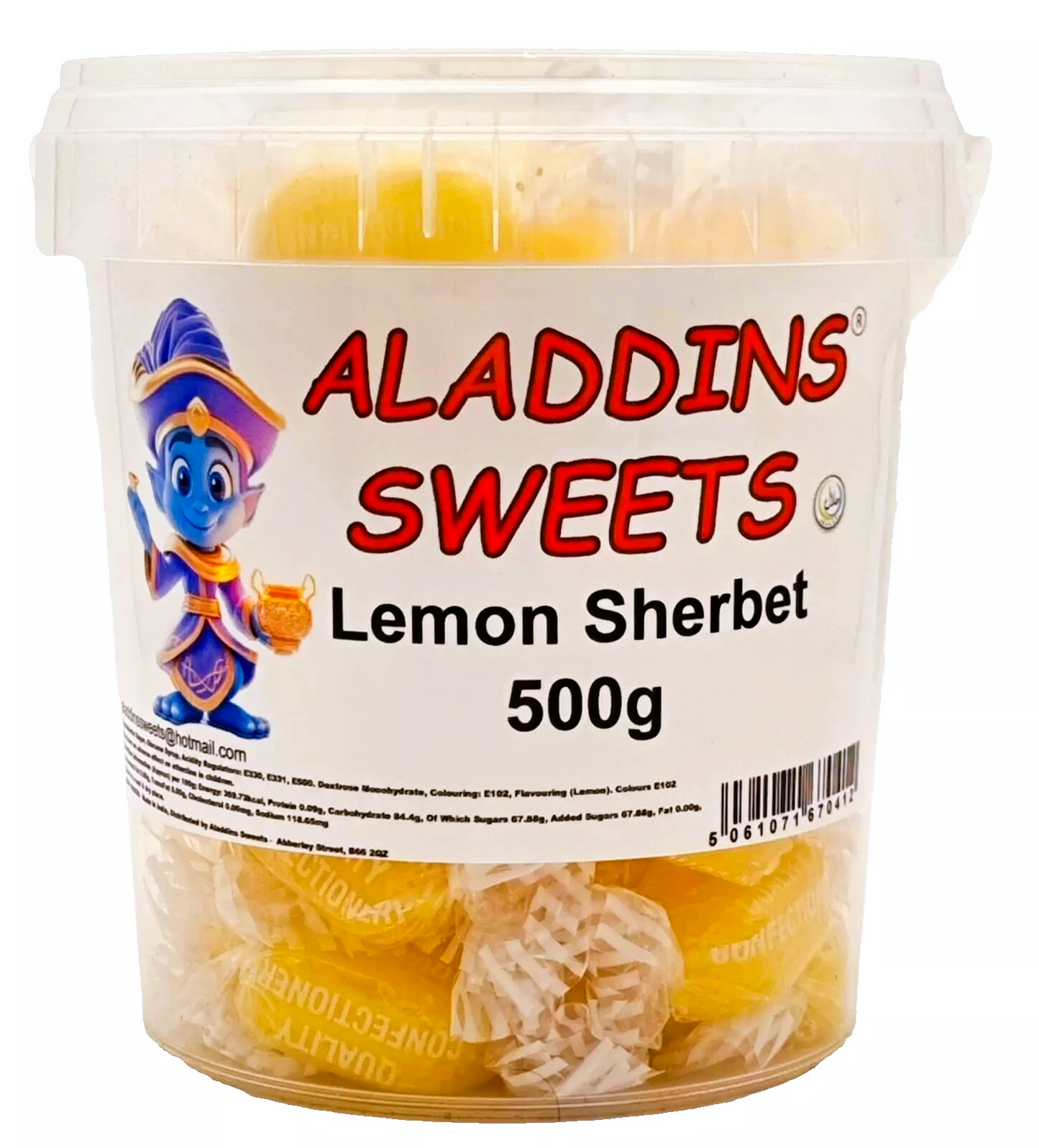 Lemon Sherbet Centre Boiled Sweets - Pick N Mix 1kg 3kg 500g Tub Candy - Aladdins Sweets Bulk Buy
