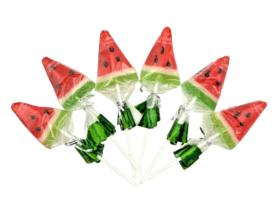 Watermelon Wedge Shaped Jelly Candy Lollipops 20g - Cake Toppers - Kids Party Bag Favours