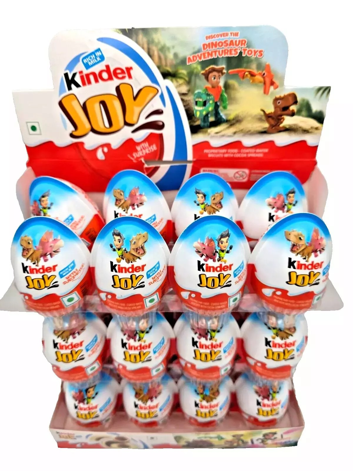 Kinder Joy Dinosaur Adventure 20g (Expiry 15/06/2025) | Pack of 24 I Chocolate Surprise Egg Easter