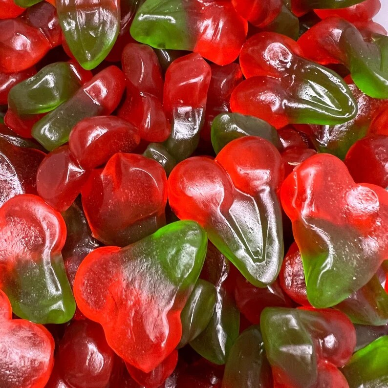 500g Twin Cherries Jellies - Halal Jelly - Aladdins Sweets Tubs