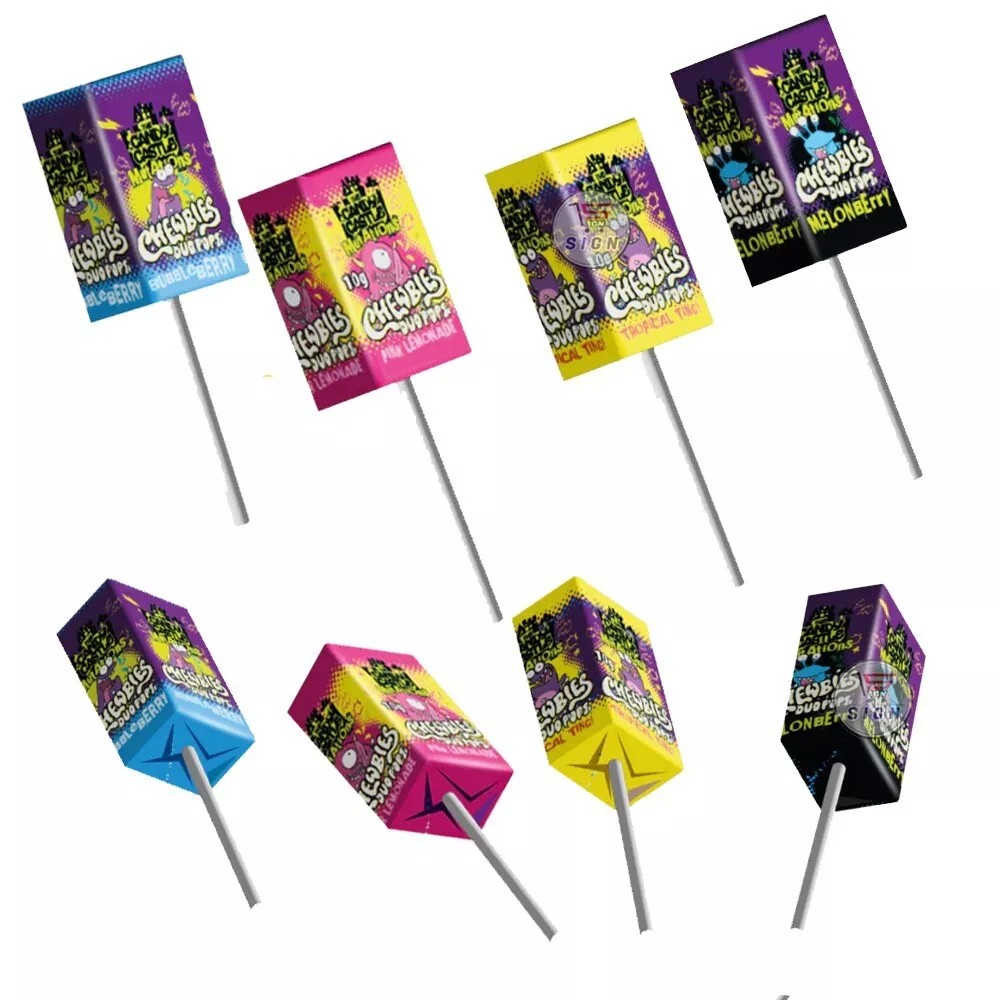 30 x 10g Sour Chewbies Duo Pops - Assorted Flavours - Retro Drumstick - Chewy Lollipops -
