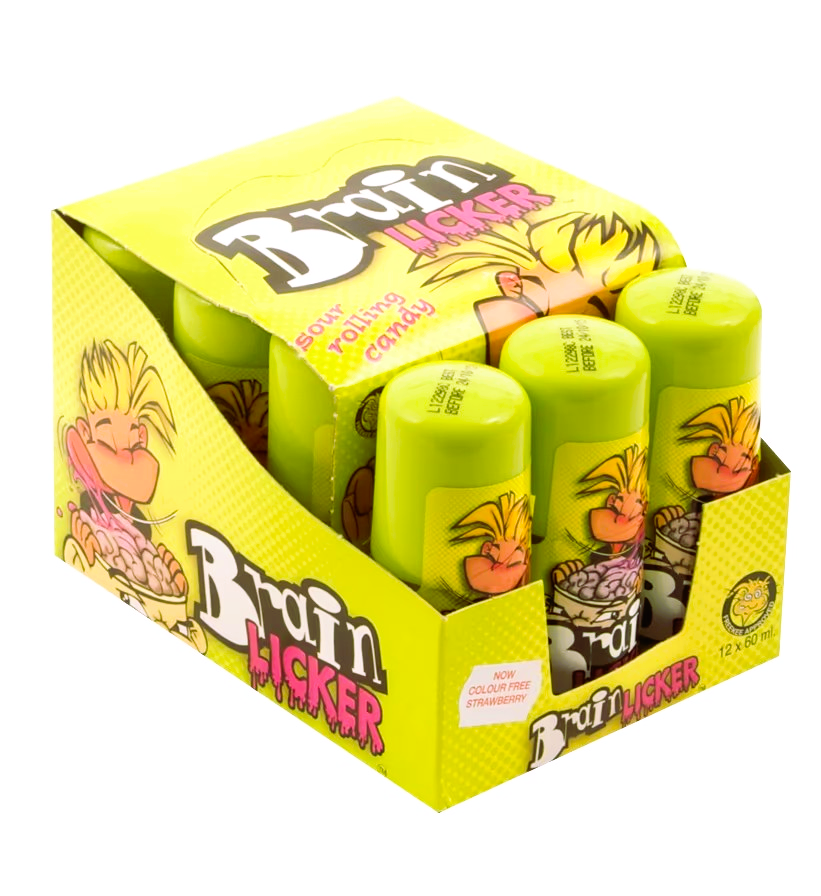 PACK OF 12 HALAL BRAIN LICKER BLUE RASPBERRY FLAVOUR