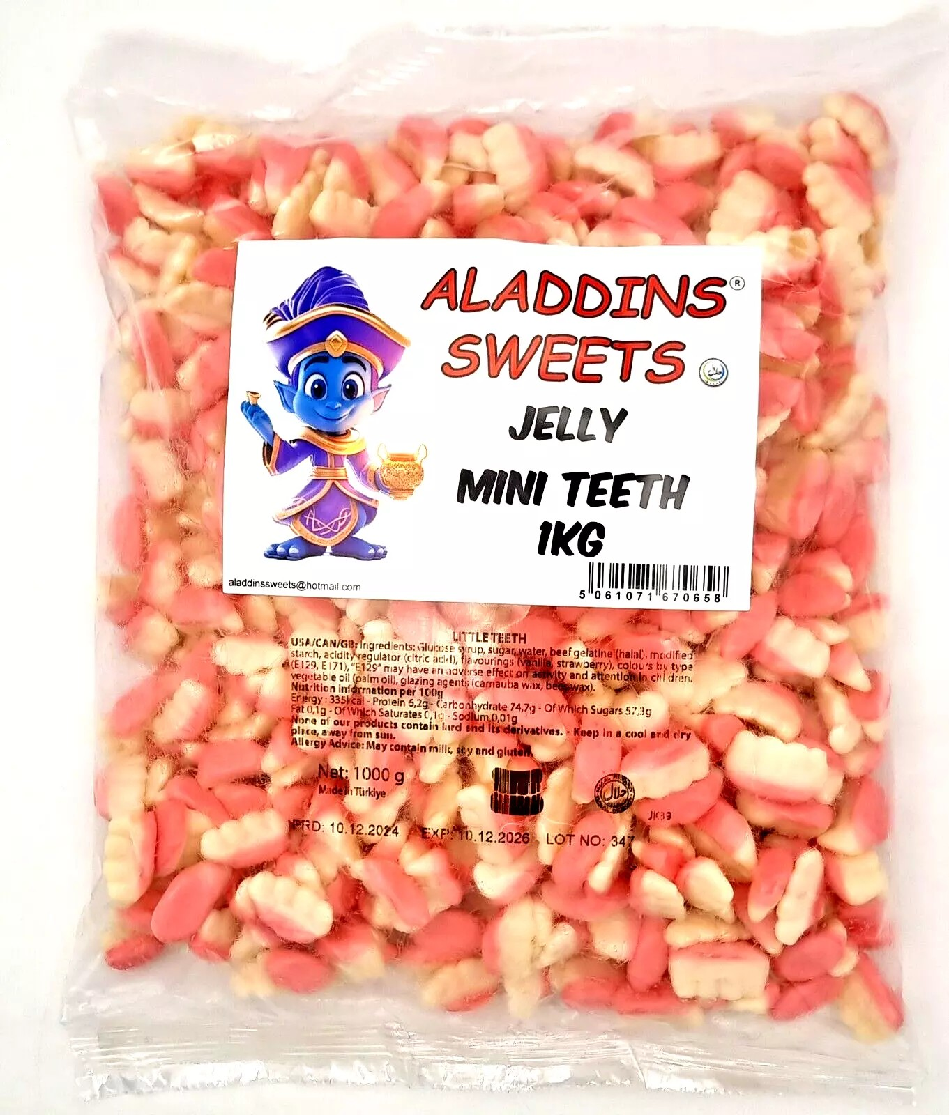 1kg Jelly Little Foam Teeth Halal - Aladdins Sweets - Gummy Chewy