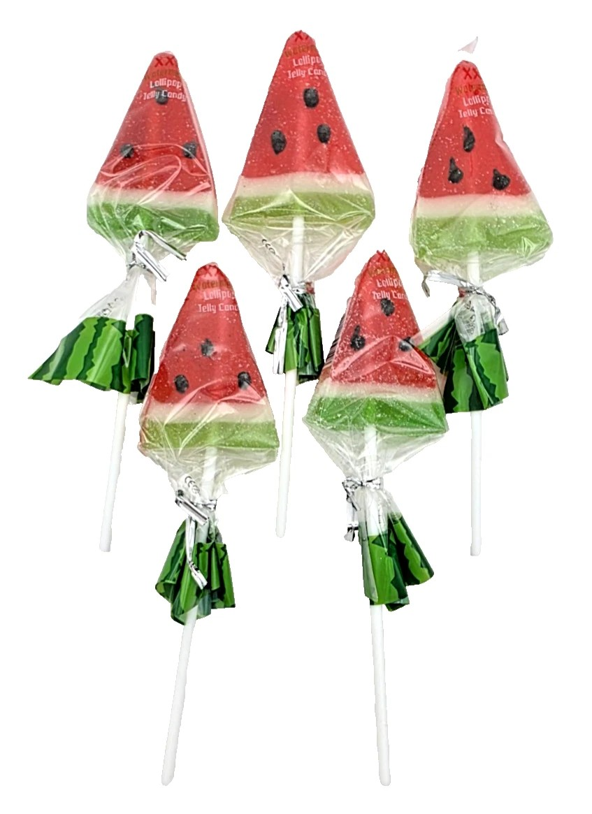 Watermelon Wedge Shaped Jelly Candy Lollipops 20g - Cake Toppers - Kids Party Bag Favours