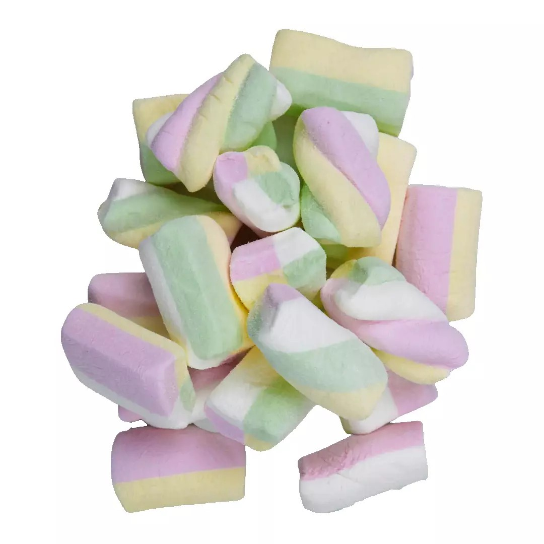 1kg Rainbow Twist Marshmallows - Halal - Aladdins Sweets