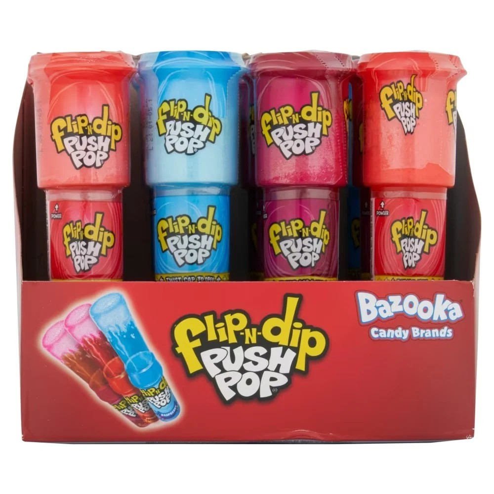 20 x 15g - Bazooka Push Pop Lollipops - Watermelon & Raspberry 15g - Kids Party Bag Fillers