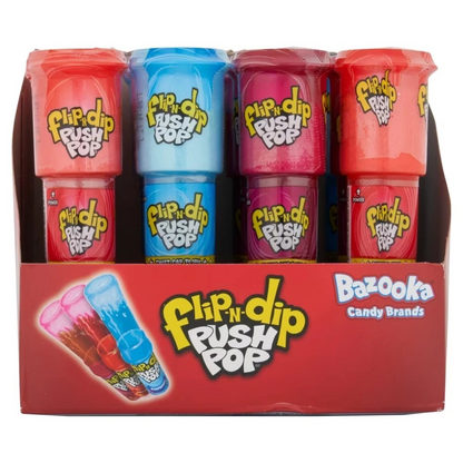 20 x 15g - Bazooka Push Pop Lollipops - Watermelon & Raspberry 15g - Kids Party Bag Fillers