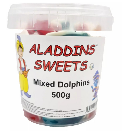 500g Mixed Dolphins Jellies, Halal Aladdins Sweets Tub