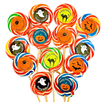 Halloween Lollipops Large Fruity Trick or Treat Lollies - Halal Vegan Vegetarian Candy Sweets
